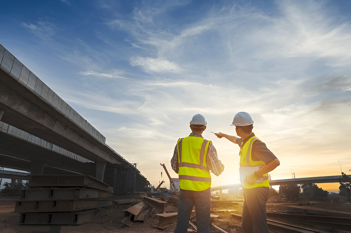Construction site with workers